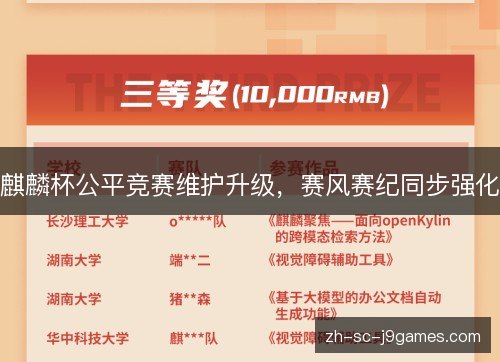 麒麟杯公平竞赛维护升级,赛风赛纪同步强化 麒麟杯公平竞赛维护升级,赛风赛纪同步强化